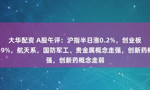 大华配资 A股午评：沪指半日涨0.2%，创业板指跌0.49%，航天系，国防军工、贵金属概念走强，创新药概念走弱
